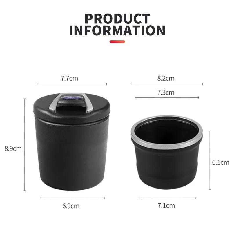Car Sticker Car LED Ashtray Garbage Coin Storage Cup For Ford Focus Mk2 Mk3 Fiesta Mk7 Ranger Mondeo Mk4 S-MAX Kuga Mustang Auto