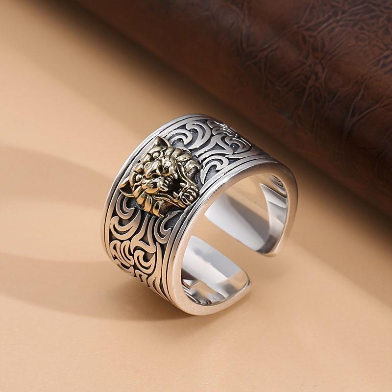 Tiger Head Open Ring for Men, Zodiac Year, Index Finger, National Trend, Domineering, Adjustable
