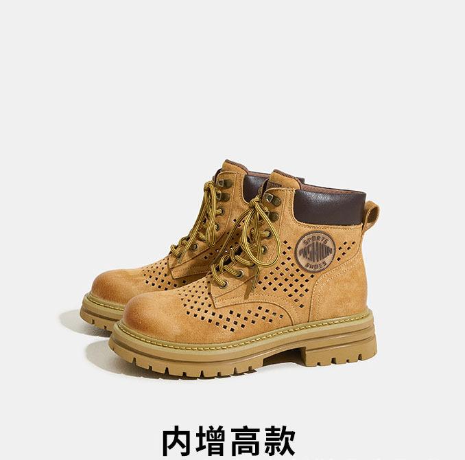 White Deer same summer limited hollow Martin boots women's new outdoor mountaineering rhubarb boots top layer pigskin tooling boots