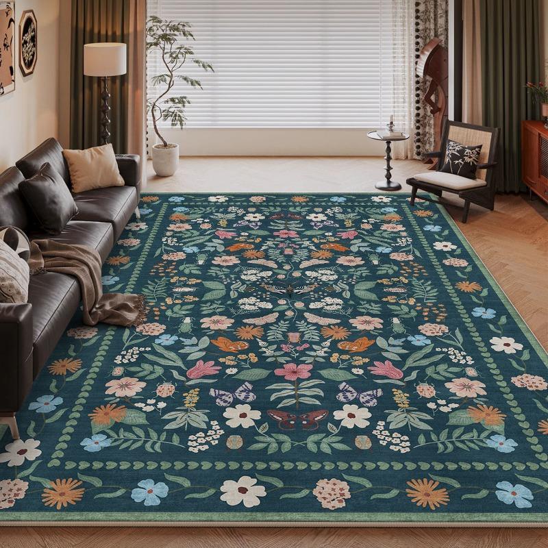 Flower Theme Pattern Area Mat Bohemian Water-Absorbent Non-Slip Carpet for Indoor and Outdoor Use Multi-scene Home Decor Mat