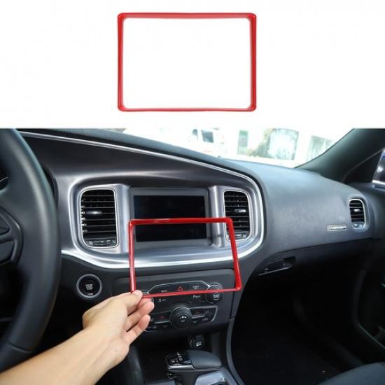 Innenraum Armaturenbrett GPS-Navigation Rahmen Verkleidung Abdeckung Dekoration Rot Für Dodge Charger 15-21