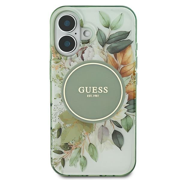 Guess Guhmp16Mhfwbdcen Iphone 16 Plus6.7 Zielony/Green Hardcase Iml Flower & Tonal Circle Magsafe