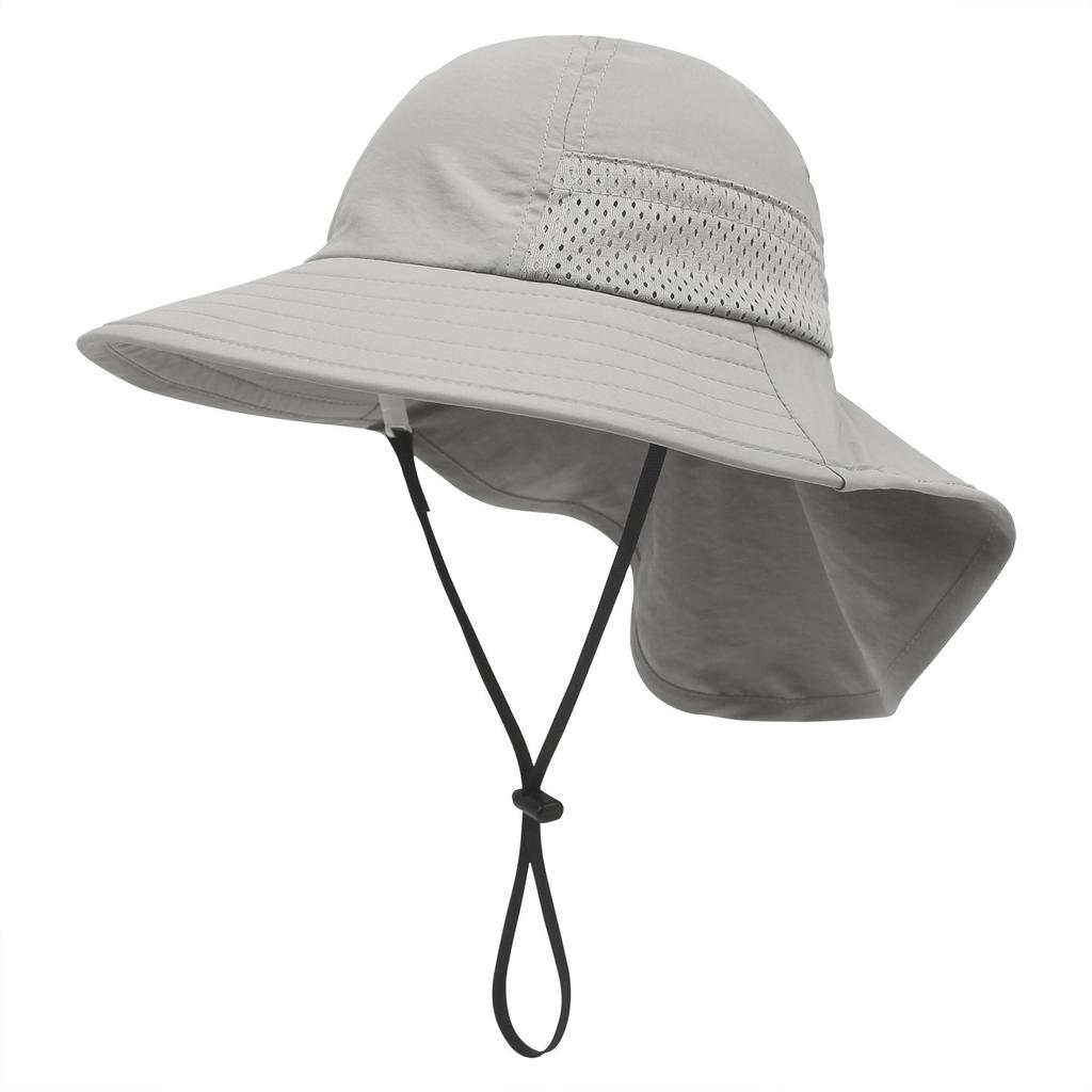 Children Sun Hat Breathable Mesh Sunshade Beach Cape Hat 3-8Years Quick Dry Neck Protection Hiking Travel Kid Bucket Hat