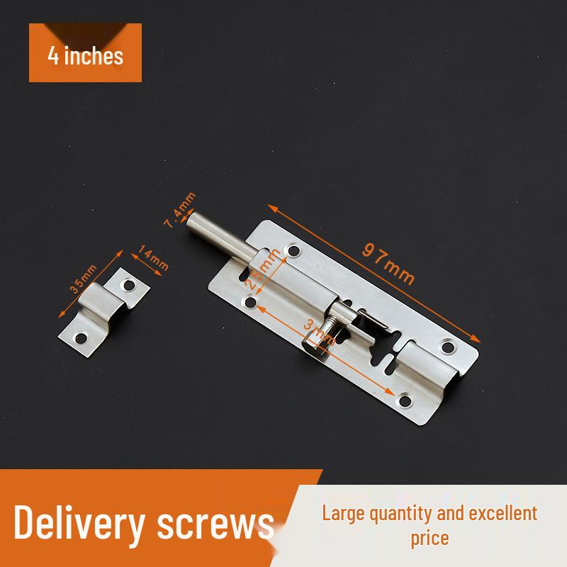 Stainless Steel Surface-Mounted Door Bolt - Anti-theft, Available in 3, 4, 5, 6, 8 inches - For Doors & Windows