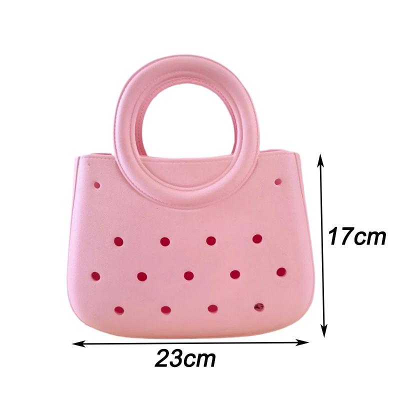 Women Summer Beach Bag Summer EVA DIY Waterproof Beach Basket Picnic Outdoor Travel Tote Handbag For Swimming Vacation Shopping