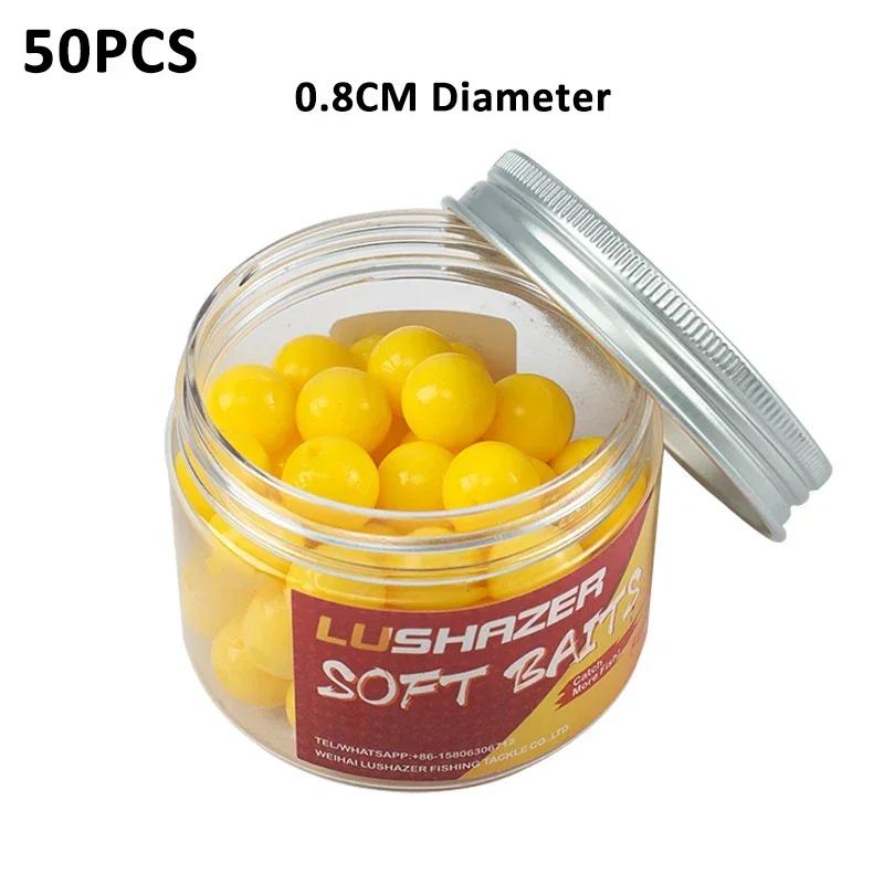 

50pcs/bottle Corn Carp Floating Soft Fishing Lures 8 10 14mm Artificial Smell Round Baits Buoyancy Ball TPR Lure Chub Swimbait