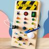 LED Light Switch Busy Board Toddler Light-up Switch Control Wooden Board Fine Motor Skills Kids Educational Learning Activity Game Board Toy