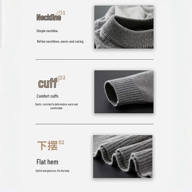 Hengyuanxiang Men's Thickened Cable Knit Jacquard Wool Sweater