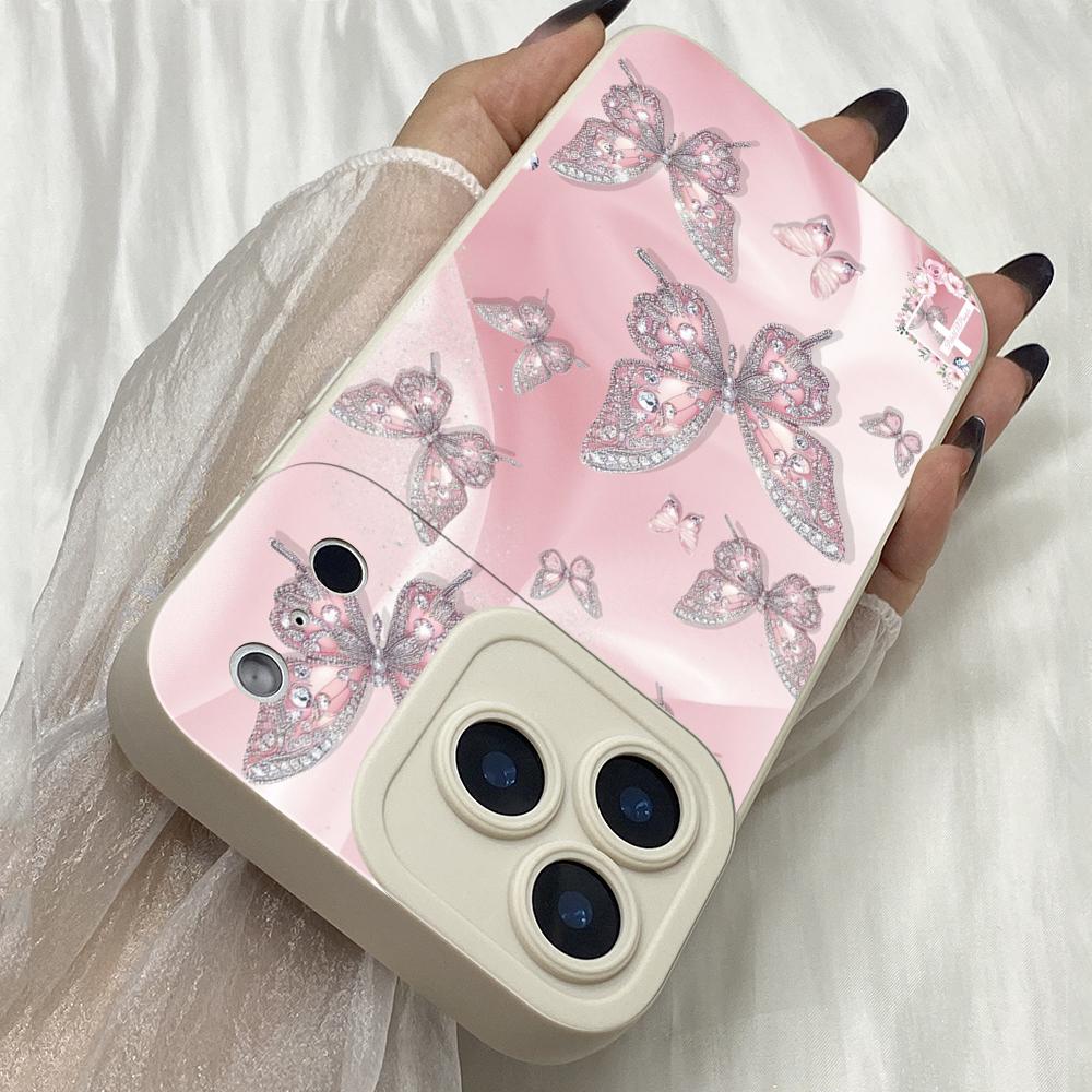 M379 Pink Butterfly Flower Cute Angel Eyes Soft Phone Case for iPhone Samsung Galaxy Xiaomi Rdemi Huawei Honor Infinix Realme OPPO Vivo All Model Case