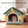 High Quality Cute Dinosaur Winter Sleeping Pet House Warm Puppy Cave Cat Bed Cat Cube Hide House Plus Velvet Sofa Pet Bed House