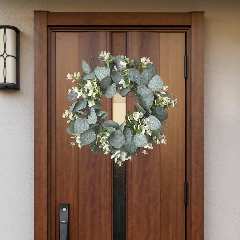 Artificial Flower Wreath Artificial Eucalyptus Wreath Greenery Garland Decoration for Wall Wedding Party Summer Celebration