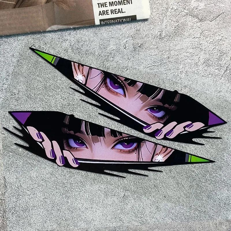

1pair Anime Eyes JDM Motorcycle Stickers Waterproof Motorbike Front Fairing Side Panels Fuel Tank Electric Scooter Vinyl Decals 20X5CM