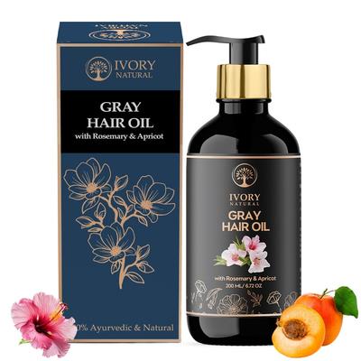 Ivory Natural Grey Oil for Hair (200 Ml) - Reverses & Limits Hair Greying | With All Natural Ingredients - Non-sticky, Non-Greasy Formula for All H