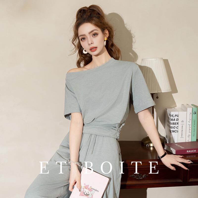 Women s Summer Quick-Dry T-Shirt & Wide-Leg Pants Separates L