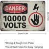 Vintage High Voltage 10000V Warning Sign Metal Plaque Garage Room Wall Decor 8x12 Inch