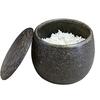 Iga-yaki Rice Container with Black Persimmon Glaze and Rice Paddle [Yamahon Pottery Studio]