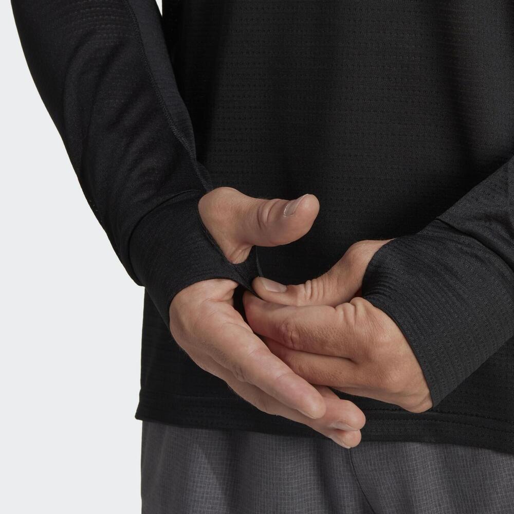 Adidas Contrast Brand Logo Print Round Neck Long Sleeve T-Shirt Men Tops Black HM8436