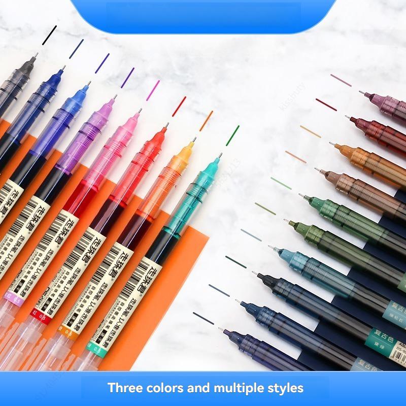5 Pcs Large Capacity Quick Drying Needle Tip Colored Gel Pen 0.5mm Fine Pointed Ballpoint Pens DIY Diary Drawing Retro Colors