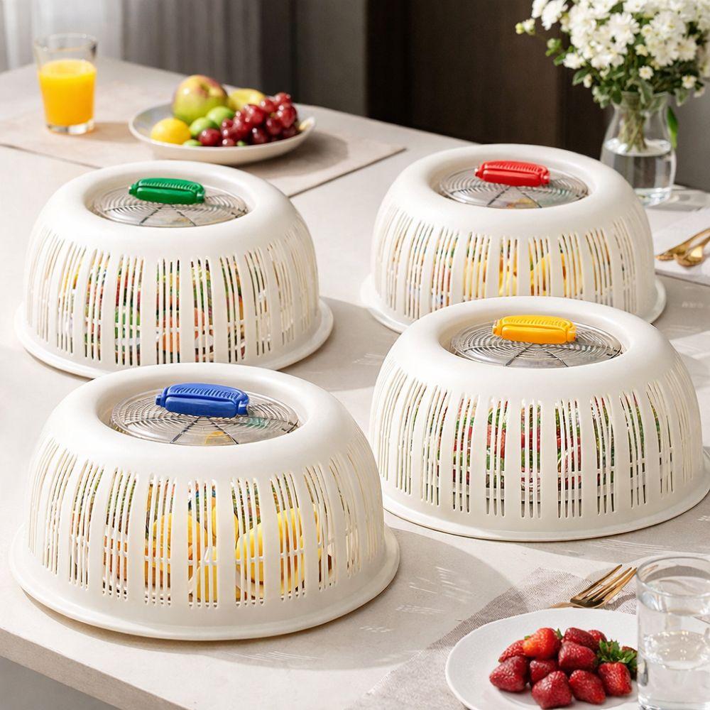 Washable Plastic Vegetable Food Cover Anti Fly Mosquito Heat Resistant Draining Basket Breathable Dust Proof Cover Dining Table
