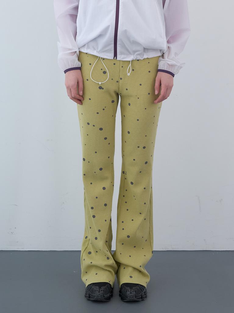 Enzo Blues Waffle Dottie Elastic Waist Bootcut Pants (Yellow)