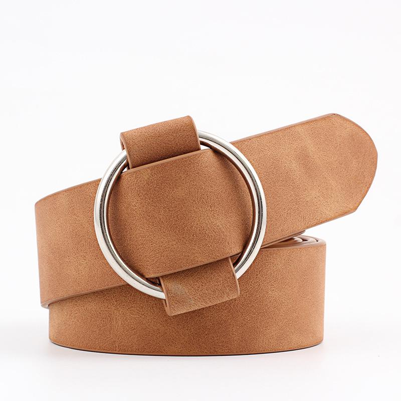 Womens Fashionforward Faux Leather Wide Belt With Elegant Smooth Buckle Design