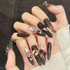 Handmade Press On Nail Retro Luxury Premium Black Brown Gradient 3D Rose Diamond Butterfly Long Stiletto Fake Nail Patch Artificial Nail Reusable