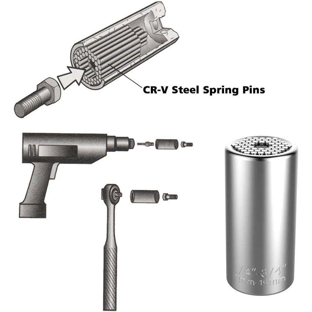 Universeller Drehmomentschlüssel Bohrmaschine Ratsche Buchsen-Schraubenschlüssel Schlüssel Magische Multi-Handwerkzeuge 7-19mm Kopf Set Stecknuss Hülse
