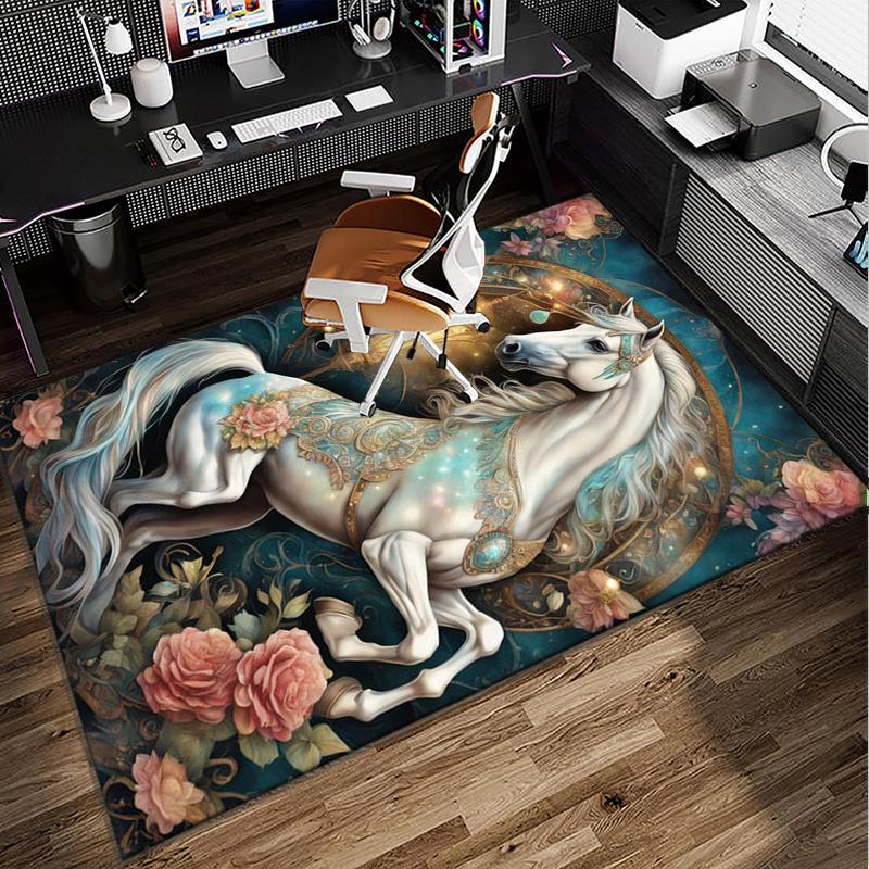 Ethereal Horse Fantasy Office Rug Chair Mat, Entryway Carpet, Suitable for Front Door, Bedroom, Living Room, Desk, Holiday Gift