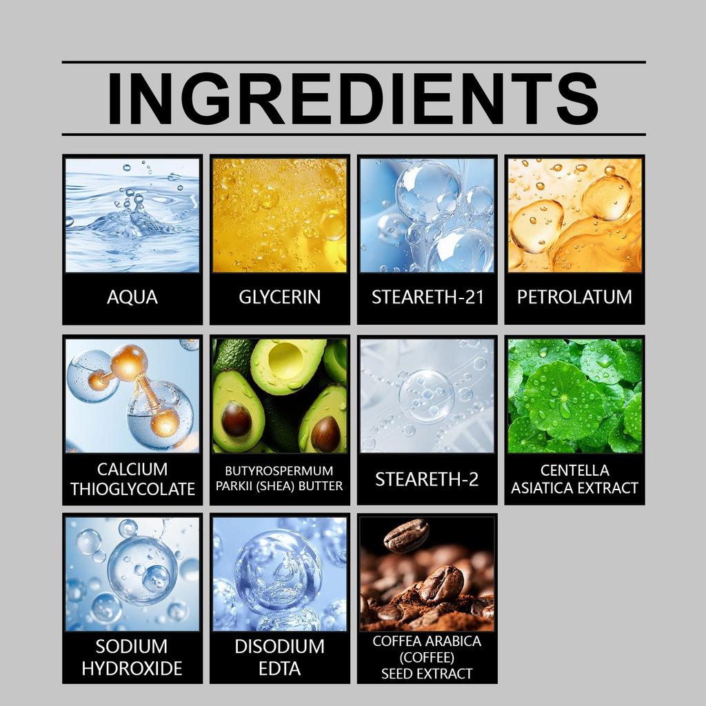 Kaffee-Haarentfernungscreme reinigt sanft Hand- und Beinhaare und bietet eine sanfte und wohltuende Haarentfernungspflege für mehrere Bereiche