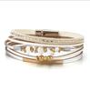 Women's Leather Bracelet with a White Stone