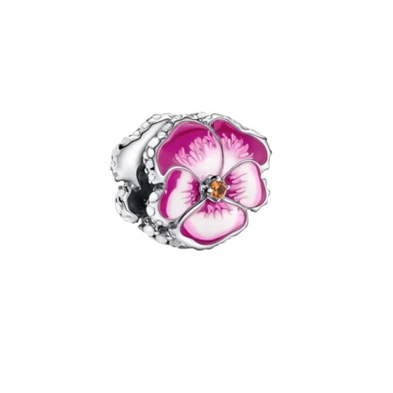 Ny Koppar Rosa Blomster Hängande Berlock Fjäril Hjärta Blomma Ros Fågel Pärla För Halsband Diy Armband Fint Smycke