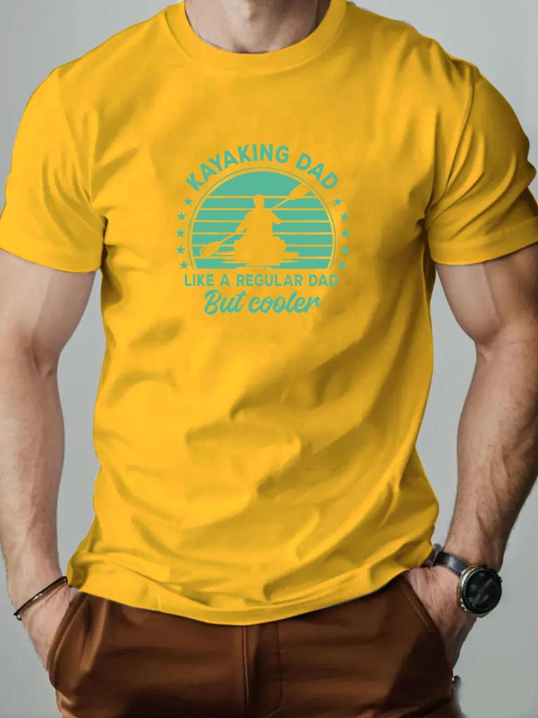 Mens Cotton Tshirt KAYAKING DAD Summer Round Neck Shortsleeved Graphic Breathable Fashion Casual Tshirt