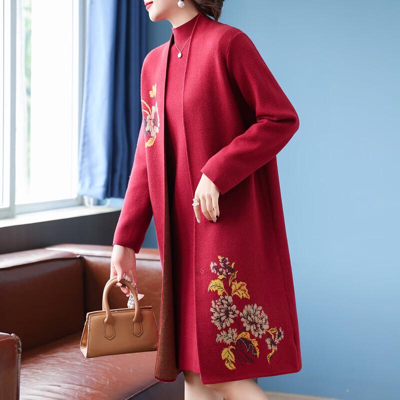 Elegant Embroidered Knit Cardigan & Dress Set