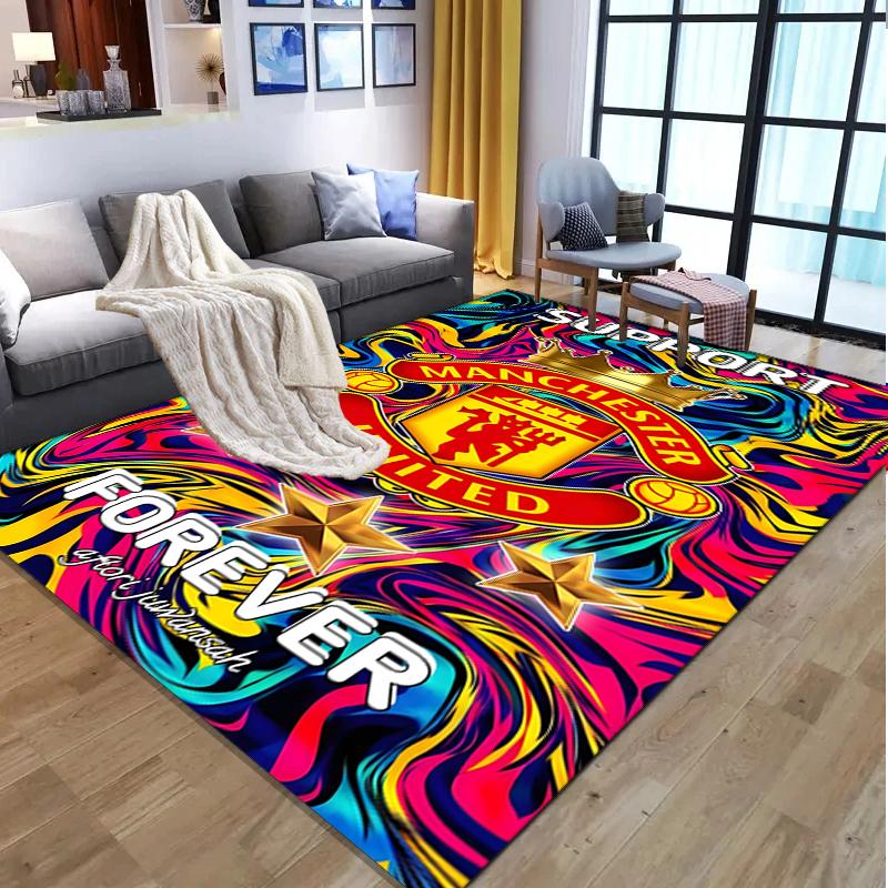 Tappeto con Fantasia Manchester United F.C., Tappetino da Interno/Esterno, per Picnic, Sala Giochi, Camera da Letto, Ufficio, Soggiorno, Tappeto Decorativo per la Casa, Regalo di Compleanno