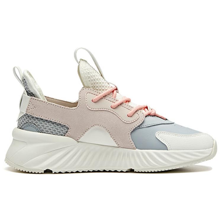 New ANTA Chunky Sneakers Women's Low Top Mist Gray/Lotus Gray/Ivory White/Pink 922018803-1