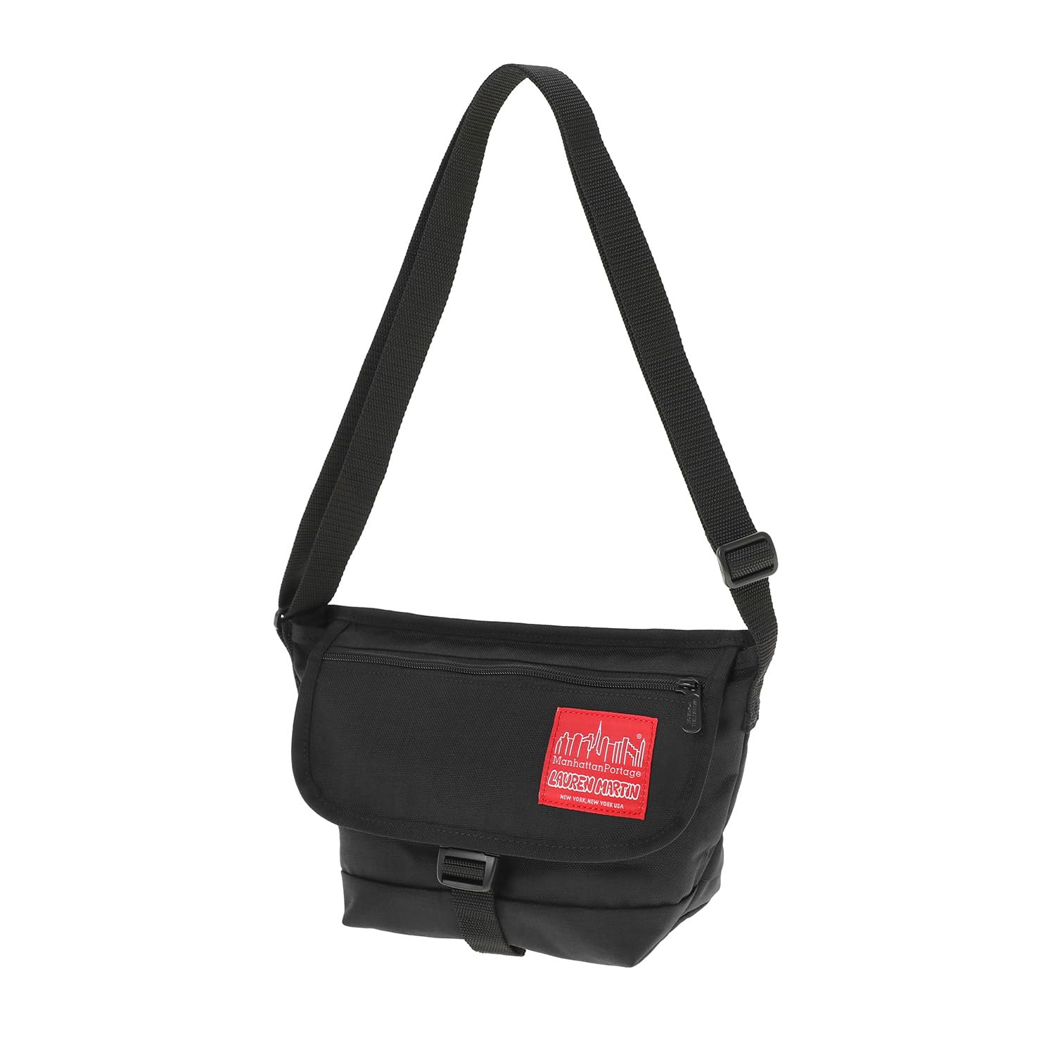 

Genuine Messenger Bag MP1603FZPLAUREN Nylon Messenger Bag Flap Zipper Pocket Lauren Martin Black [Manhattan Portage] [Official] чорний