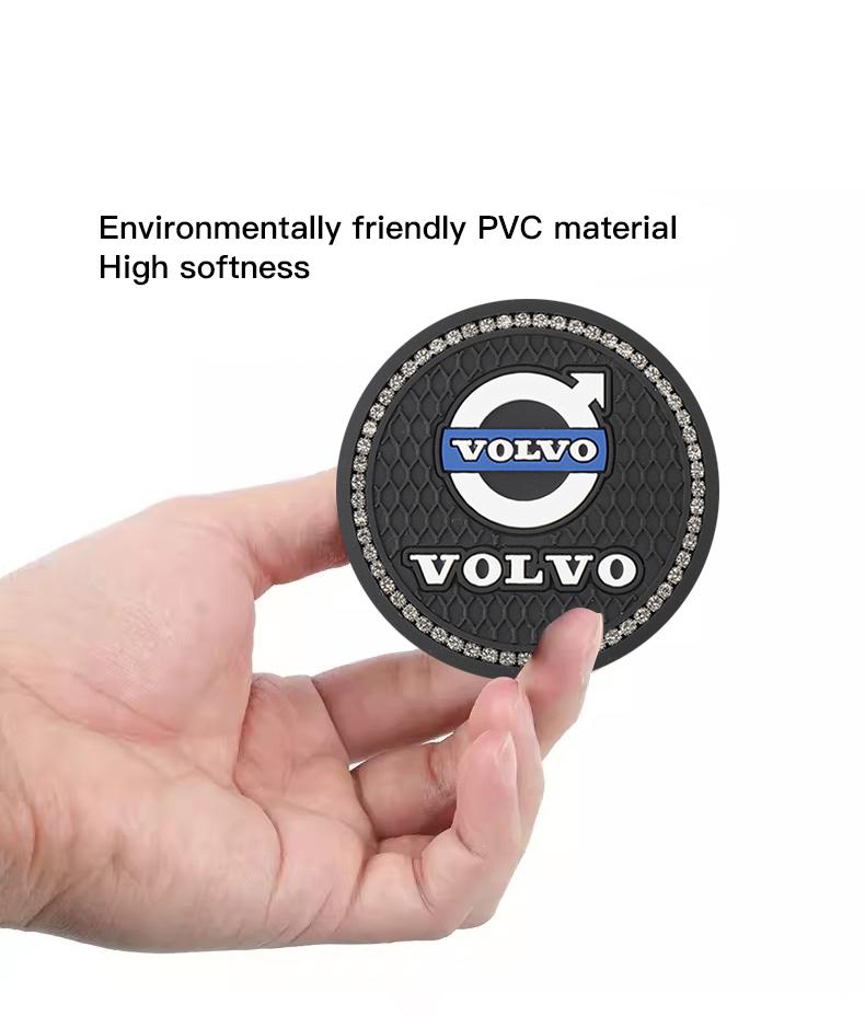 2Pcs Coaster Car Water Cup Anti-slip Pad Mat Auto Interior For Volvo ES90 EC40 EX40 EM90 XC90 V90 V60 XC60 V40 S80 S60 S90 XC40 ari852