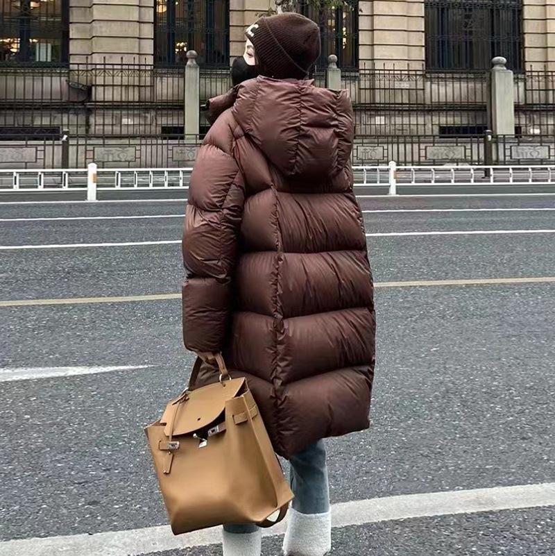 

Морозостойкий пуховик средней длины с капюшоном премиум-класса, женский, модный 2025, утолщенный, пуховый, из белого утиного пуха, куртка-пуховик, тренд M