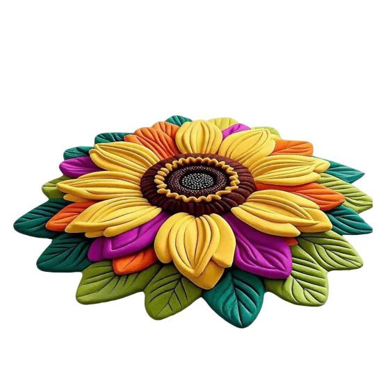 Yousheng 3D Sunflower Floral Plush Rug Non-Slip Backing Easy To Clean Various Sizes Living Room Rug Home Decor