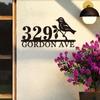 Metal House Number Sign, Bird Theme, Garden Wall Decor, Rustproof Entryway Plaque, Handmade Home Gift