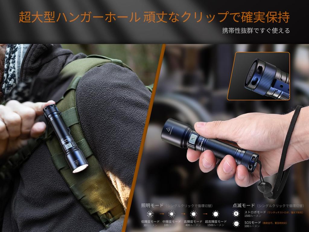 Fenix C6 Powerful LED 1500 Lumens 300 Meter Beam 2600mAh USB IP68 Waterproof and 54 Hours of Standby Magnetic Lightweight Design for Emergency Power