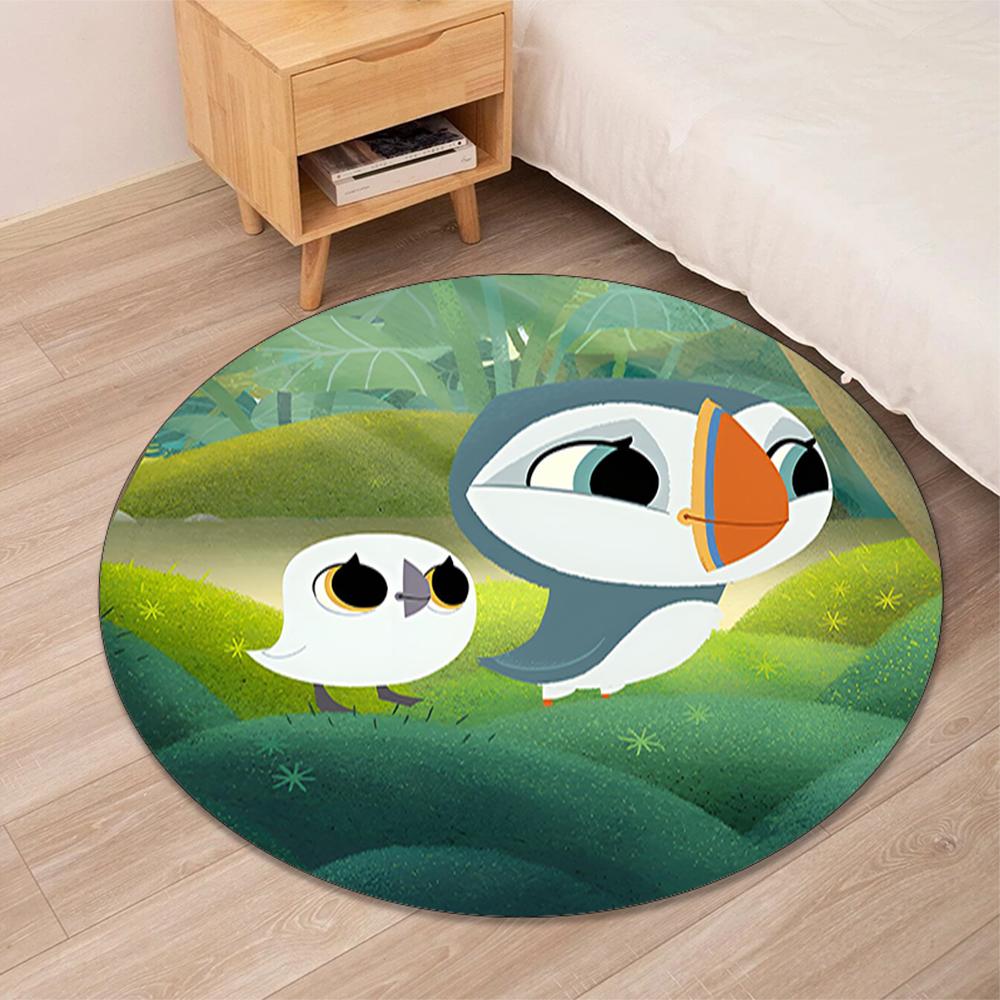 Puffin Rock Tryckt Rund Matta Stolmatta Ytmatta Entré Dörrmattor, för Kontorsstol Vardagsrum Sovrum Kök.