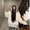 Fleece thickened cotton jacket men's and women's winter warm hooded jacket cleanfit short large fur collar cotton-padded coat