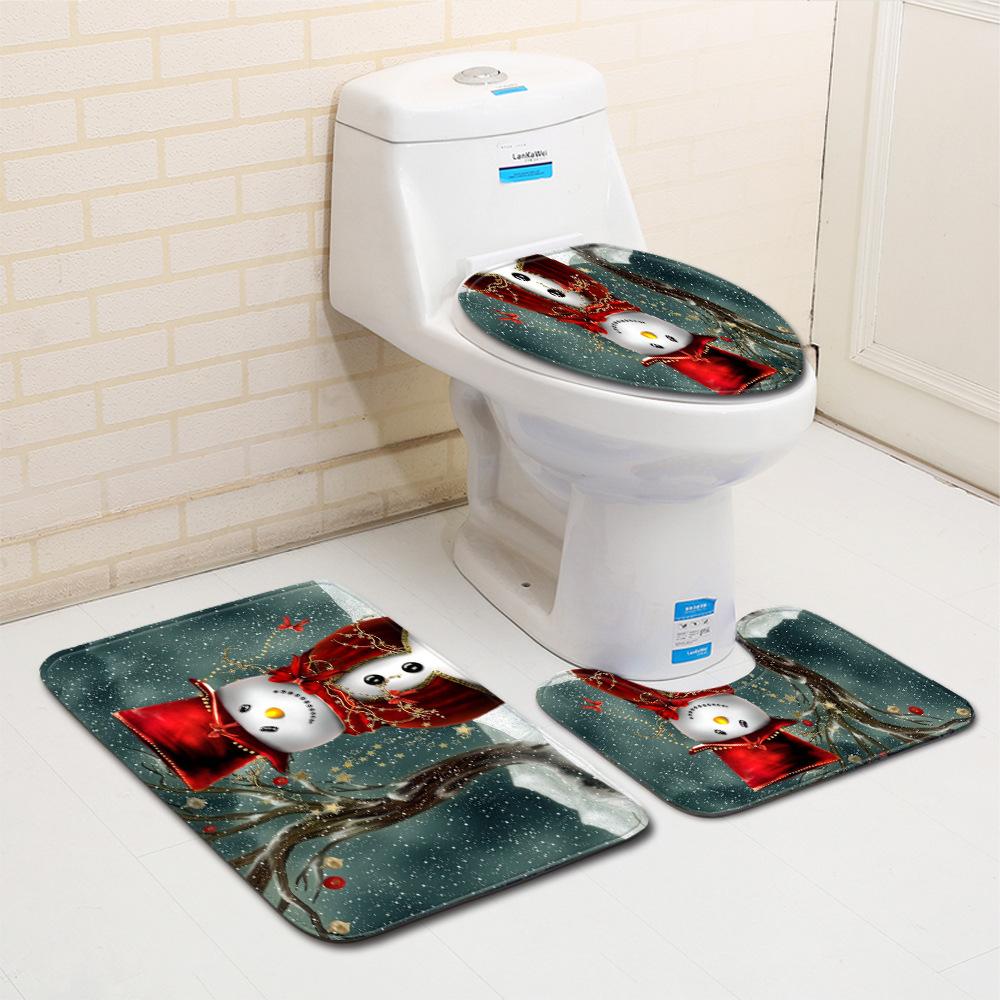 Christmas Bathroom Floor Mat Toilet Three-Piece Set