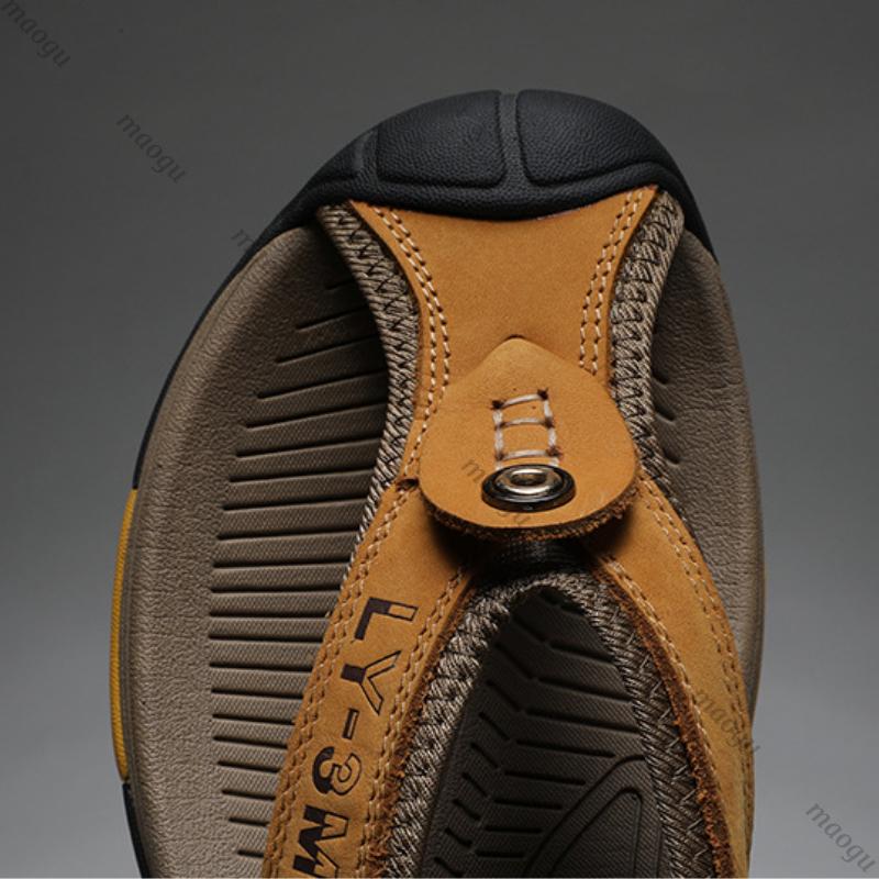 Shoes Man Genuine Cow Leather Sandals Flip Flops Men's Casual Shoes Classic Massage Men Beach Slippers Anti-slip Summer 2026 New