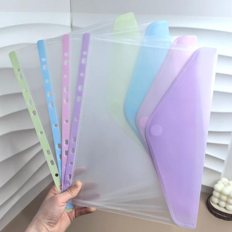 A4/Long File Bag Loose Leaf Transparent Data Book 11Hole File Organizer Mixed Color Binder Pouch