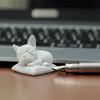 3D Printed Bulldog Figurine, Cute Sleeping Dog Statue, Collectible Animal Ornaments for Car, Office Desk Decor