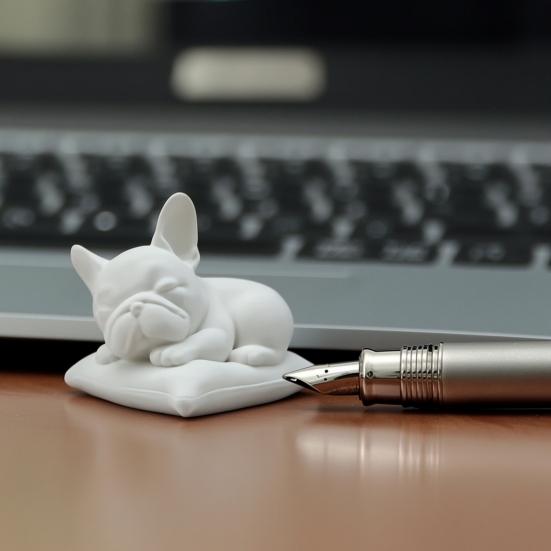 3D Printed Bulldog Figurine, Cute Sleeping Dog Statue, Collectible Animal Ornaments for Car, Office Desk Decor