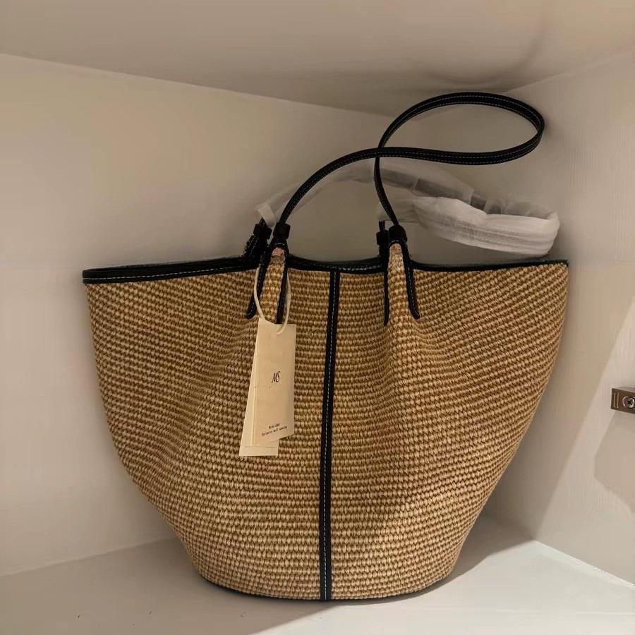 

New Fashion Woven Tote Bag for Women, Large Capacity Casual Shoulder Handbag, Summer Beach and Vacation Bag with Magnetic Closure