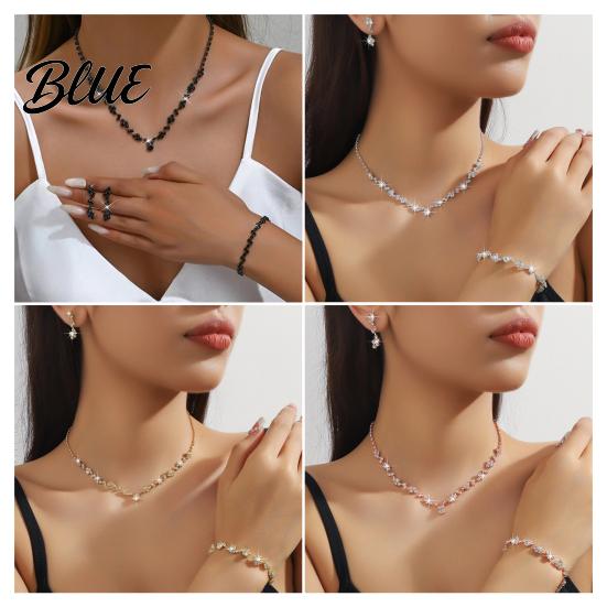 Braut-Halsketten-Ohrring-Set 3 Teile/Set Damenschmuck Strass-Choker